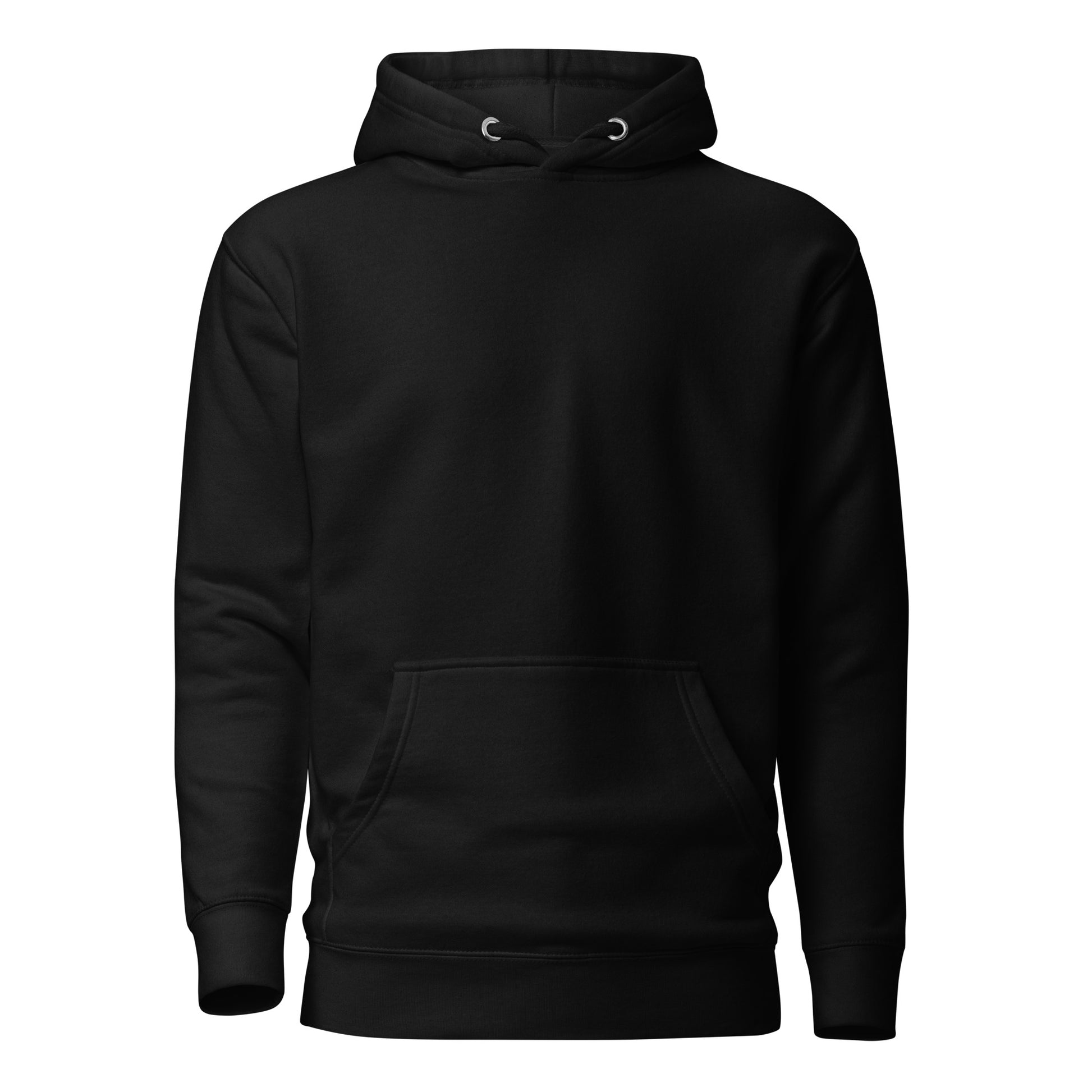 Deutsch: Schwarzer Techno Hoodie in der Vorderansicht. Schlichtes Design mit einer Kängurutasche und Kapuze. Perfekt für den minimalistischen Techno-Stil und lässige Outfits.

Englisch: Black techno hoodie in front view. Simple design featuring a kangaroo pocket and a hood. Perfect for a minimalist techno style and casual outfits.