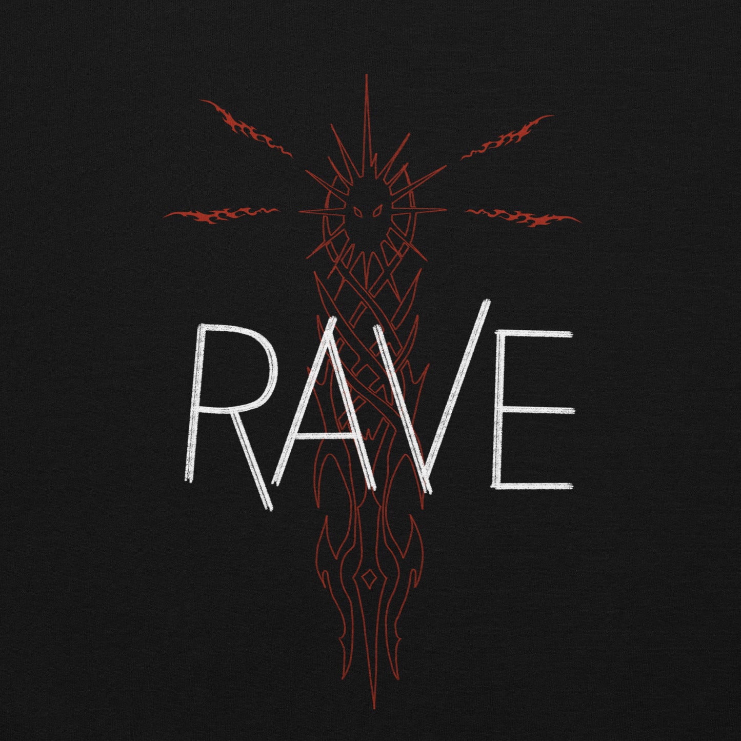 Rave Sweater Unisex - Red Tribal Stickerei (Backprint)